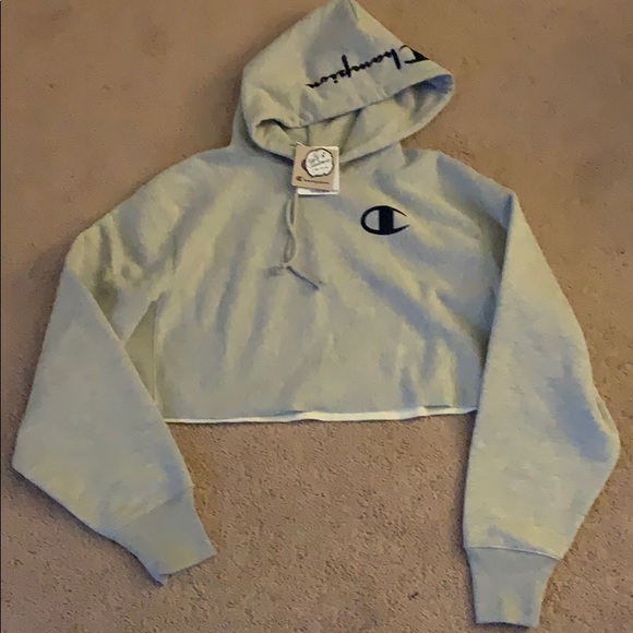 Champion Tops - Champion large l grey crop hood hoodie sweatshirt